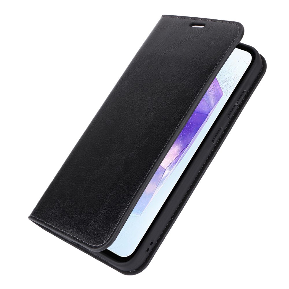 Samsung Galaxy A55 Genuine Leather Wallet Case Black