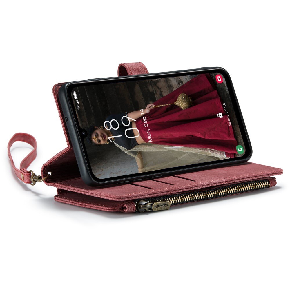 Samsung Galaxy A15 Zipper Wallet Book Cover Red