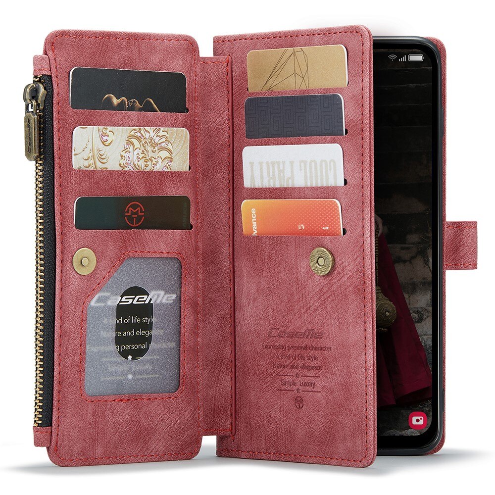 Samsung Galaxy A15 Zipper Wallet Book Cover Red