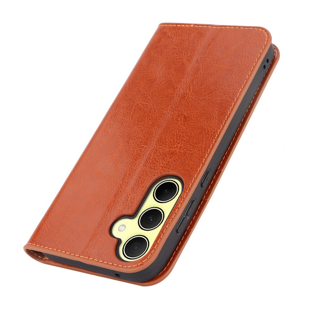 Samsung Galaxy A35 Genuine Leather Wallet Case Brown