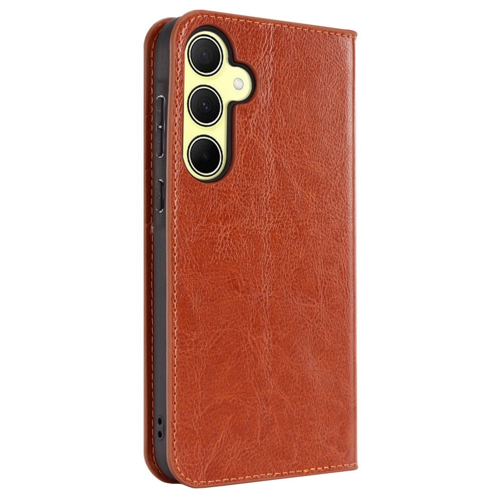 Samsung Galaxy A35 Genuine Leather Wallet Case Brown