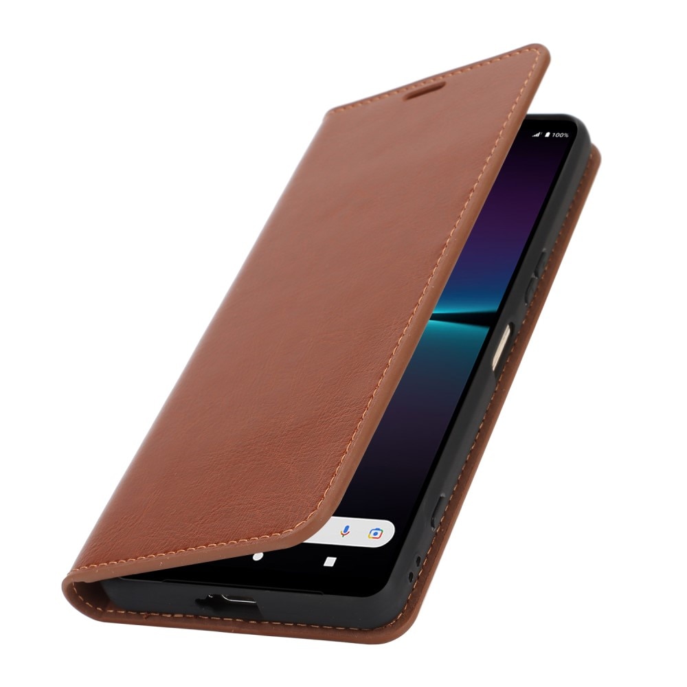 Sony Xperia 1 VI Genuine Leather Wallet Case Brown