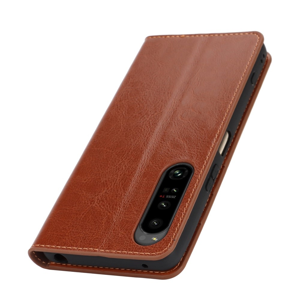 Sony Xperia 1 VI Genuine Leather Wallet Case Brown