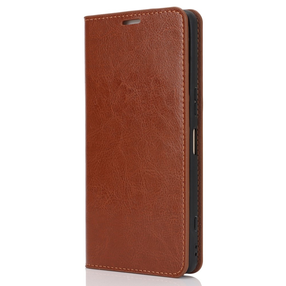 Sony Xperia 1 VI Genuine Leather Wallet Case Brown