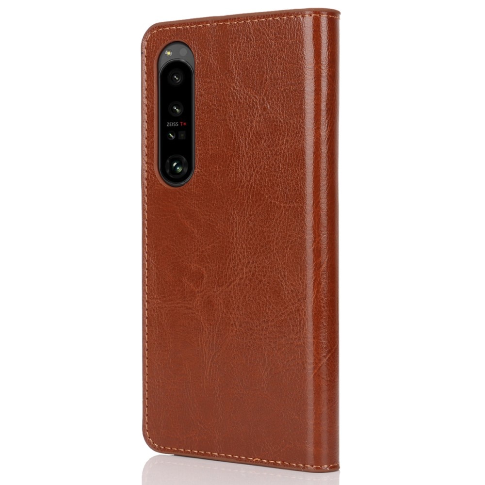 Sony Xperia 1 VI Genuine Leather Wallet Case Brown