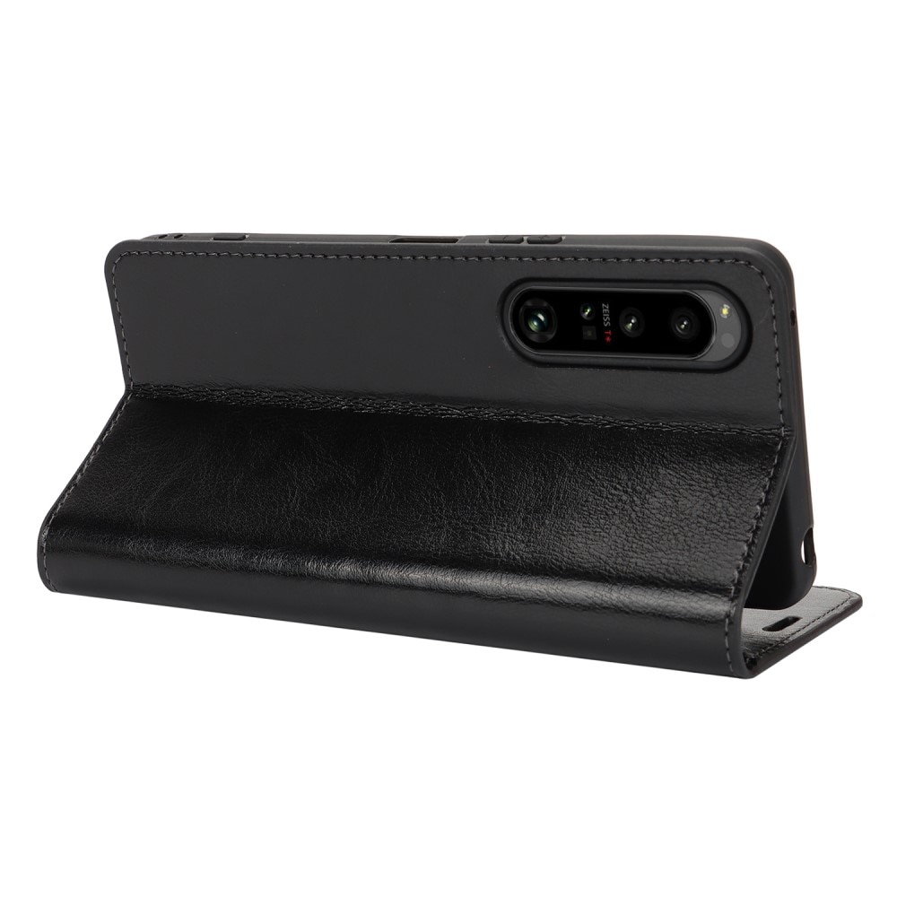 Sony Xperia 1 VI Genuine Leather Wallet Case Black