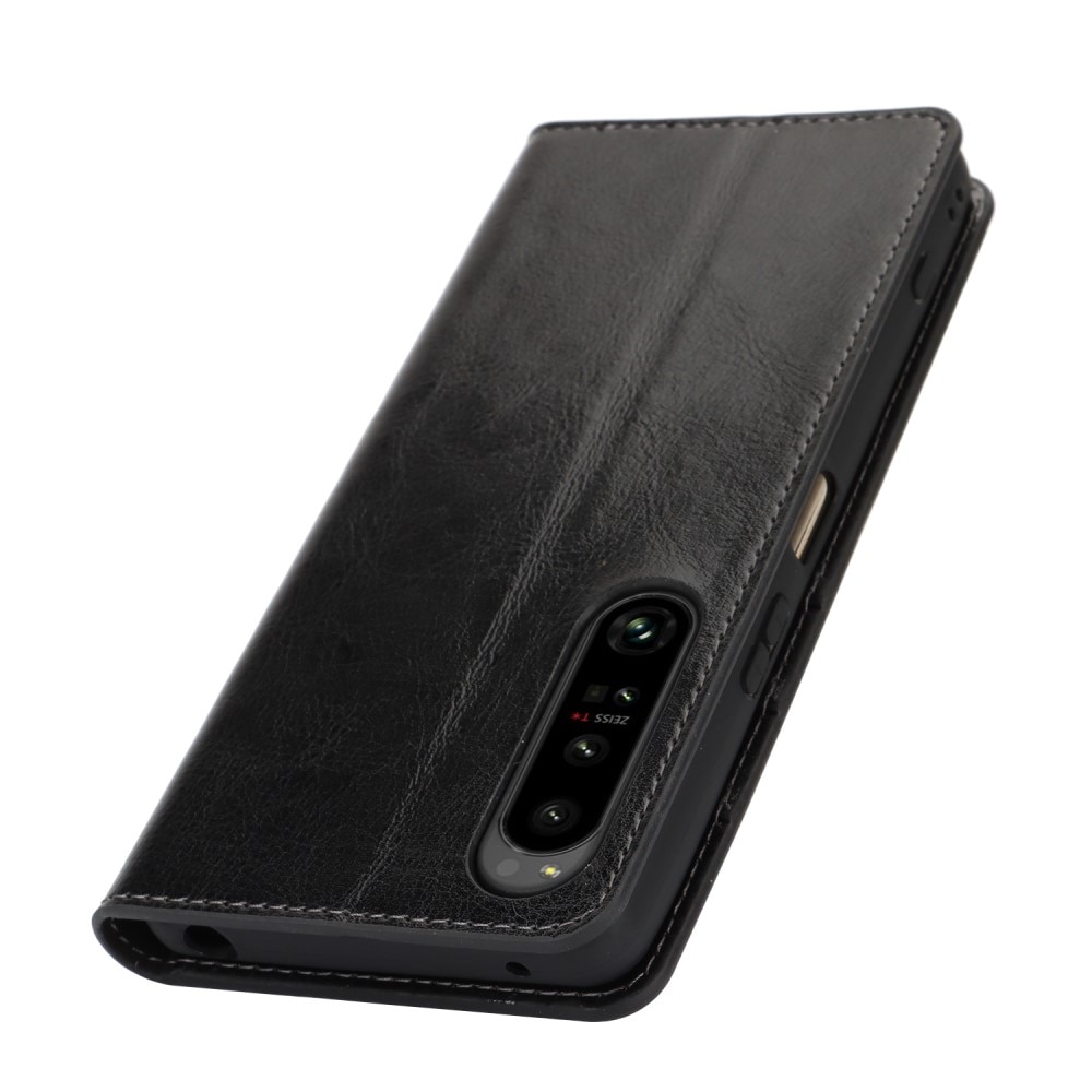 Sony Xperia 1 VI Genuine Leather Wallet Case Black