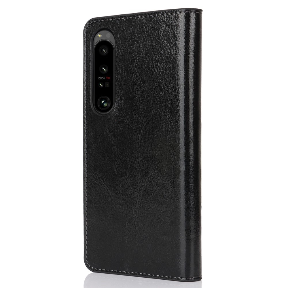 Sony Xperia 1 VI Genuine Leather Wallet Case Black