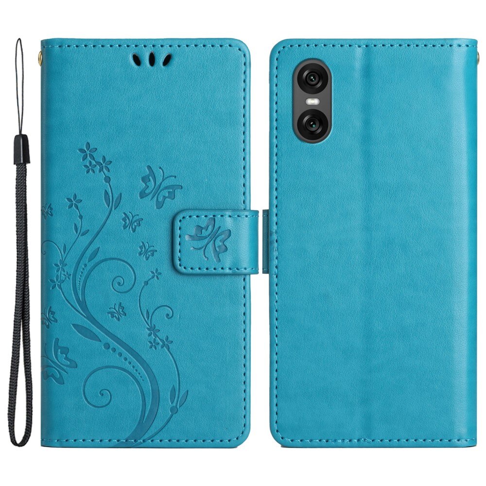 Sony Xperia 10 VI Leather Cover Imprinted Butterflies Blue