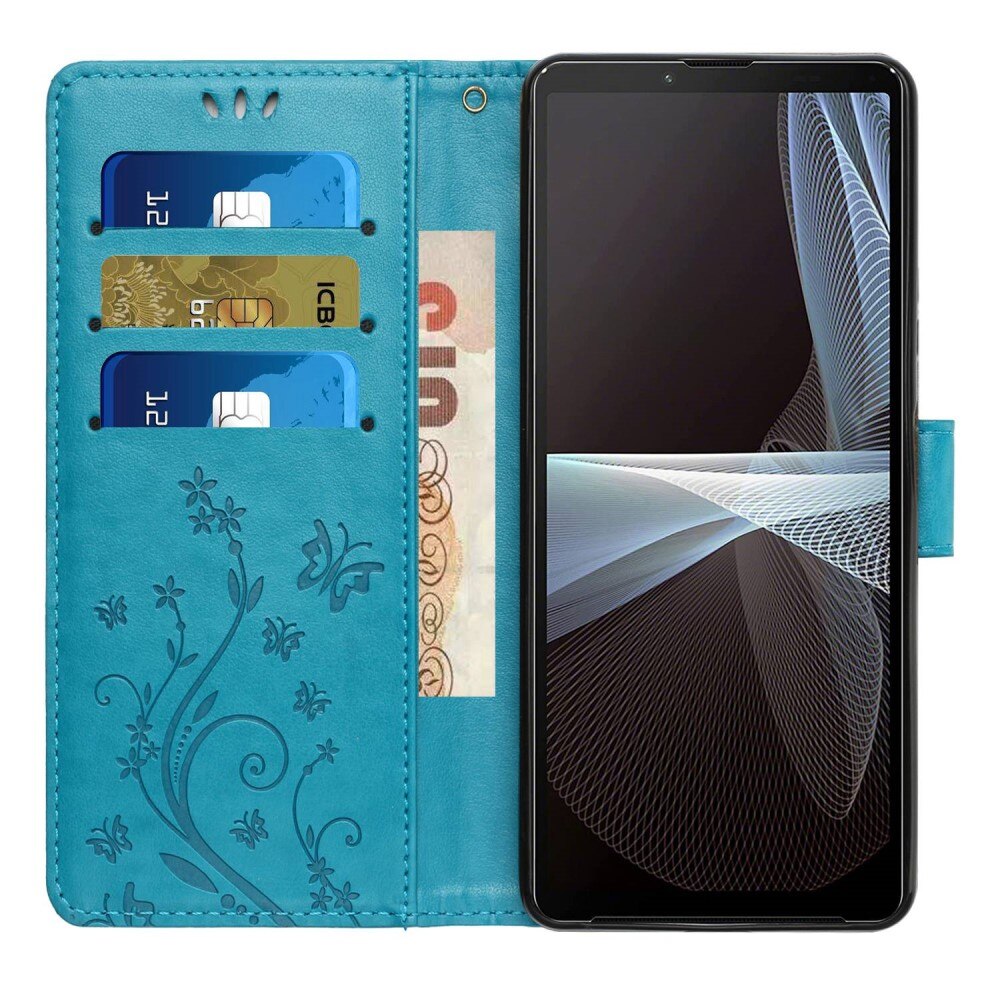 Sony Xperia 10 VI Leather Cover Imprinted Butterflies Blue