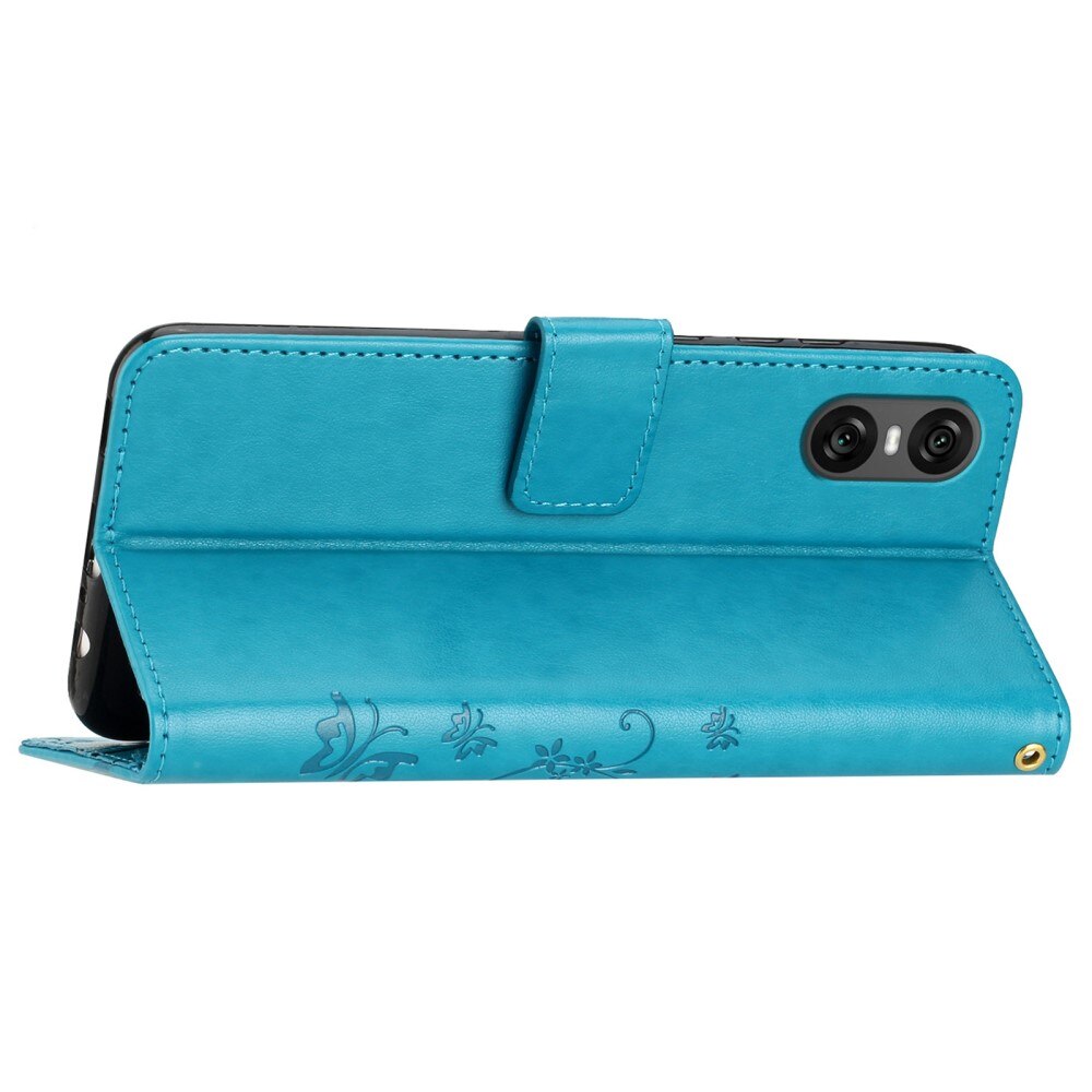 Sony Xperia 10 VI Leather Cover Imprinted Butterflies Blue