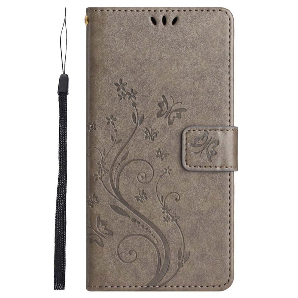 Sony Xperia 10 VI Leather Cover Imprinted Butterflies Grey