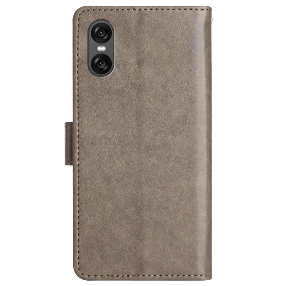 Sony Xperia 10 VI Leather Cover Imprinted Butterflies Grey