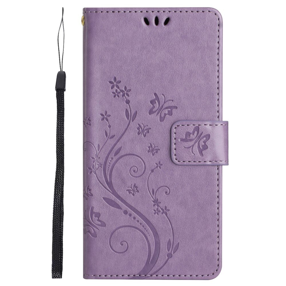 Sony Xperia 10 VI Leather Cover Imprinted Butterflies Purple