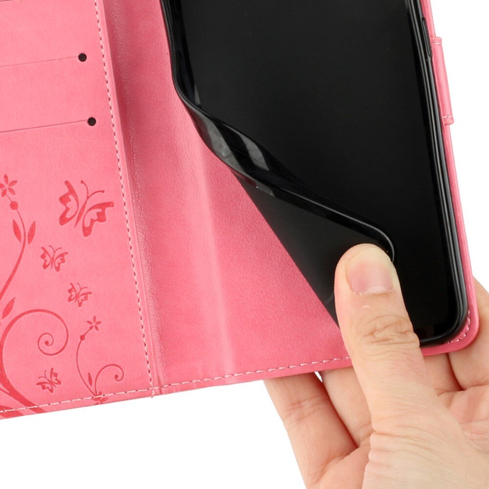 Sony Xperia 10 VI Leather Cover Imprinted Butterflies Pink