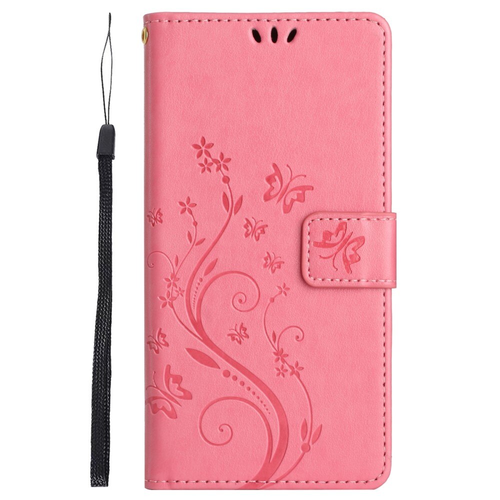 Sony Xperia 10 VI Leather Cover Imprinted Butterflies Pink