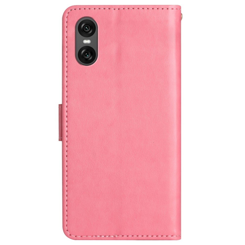 Sony Xperia 10 VI Leather Cover Imprinted Butterflies Pink