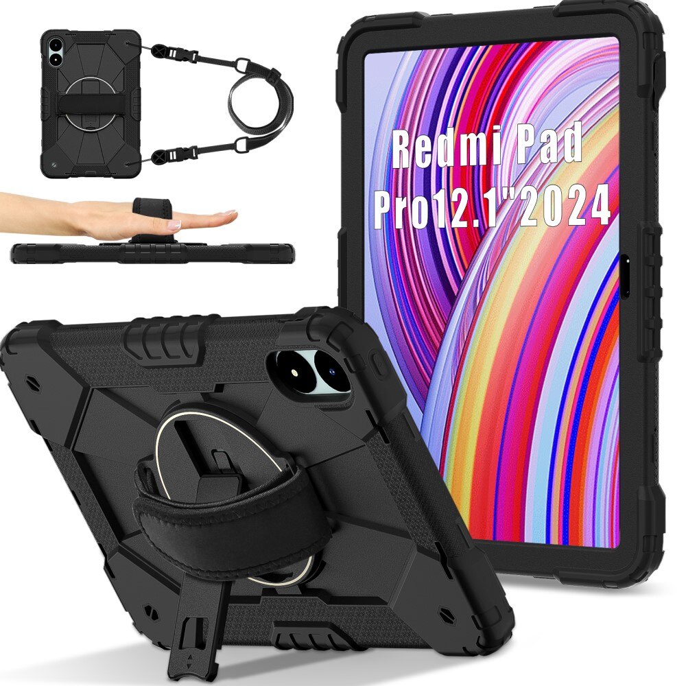 Xiaomi Redmi Pad Pro Shockproof Hybrid Case w. Shoulder Strap Black