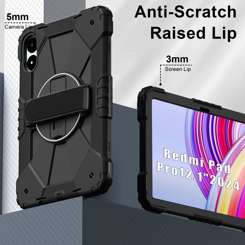 Xiaomi Redmi Pad Pro Shockproof Hybrid Case w. Shoulder Strap Black