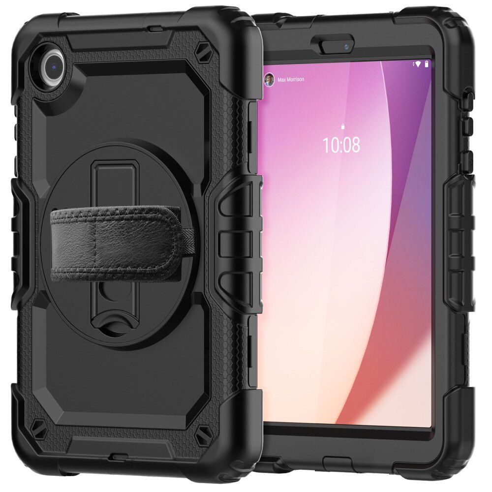 Lenovo Tab M8 (4th Gen) Shockproof Full Protection Hybrid Case w. Shoulder Strap Black