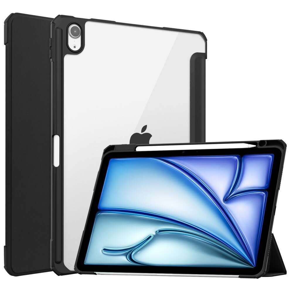 iPad Air 11 6th Gen (2024) Tri-Fold Cover w. Pen-holder Black/Transparent