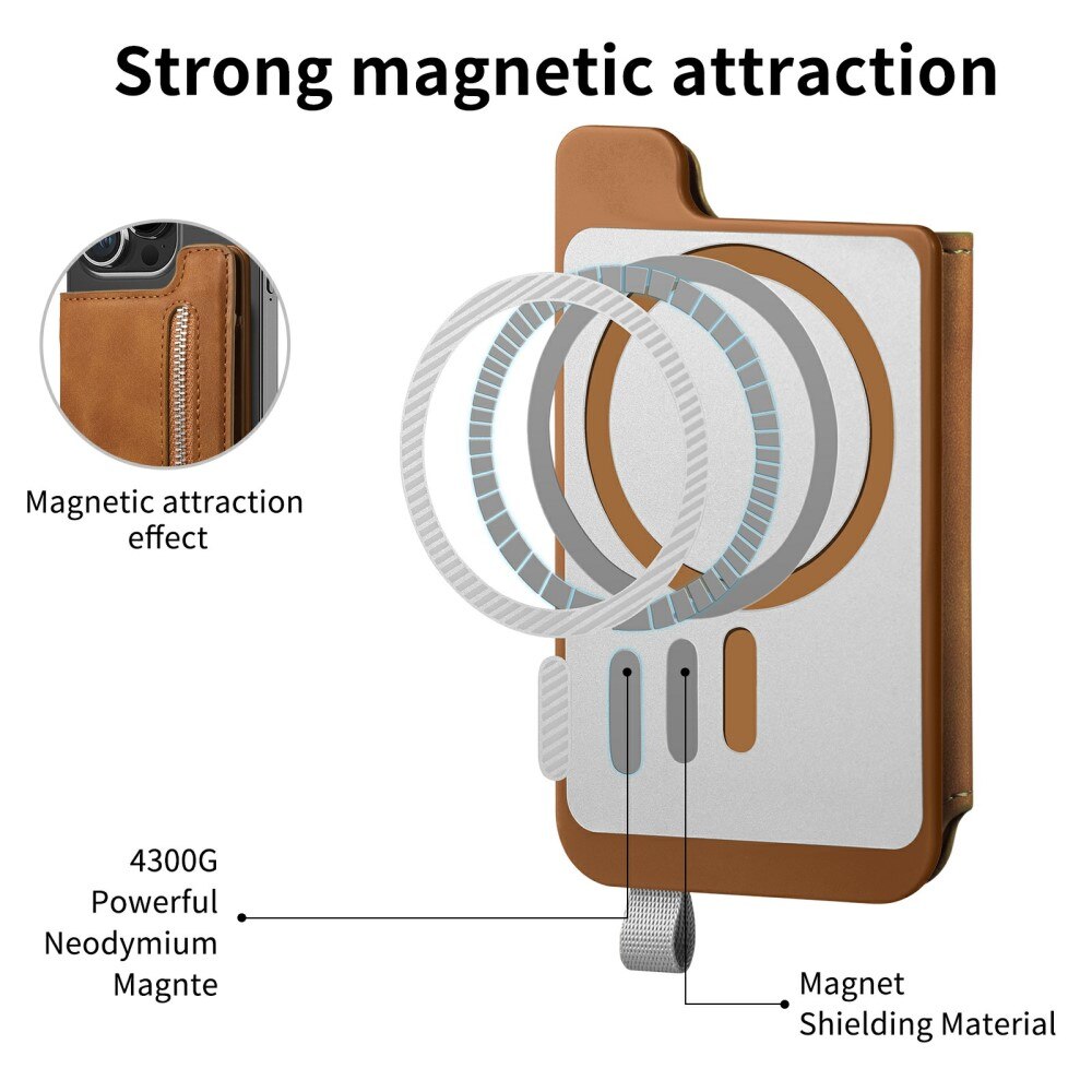 MagSafe RFID Card Holder with Stand Cognac