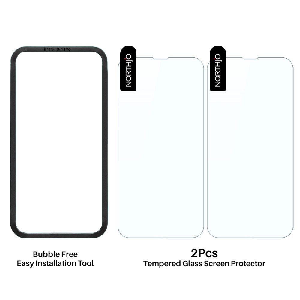 iPhone 15 Pro Tempered Glass Screen Protector  with Installation Frame (2-pack)