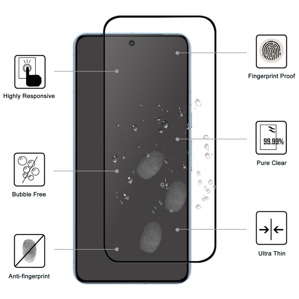 Google Pixel 9 Pro XL Tempered Glass Full-Cover Screen Protector Black