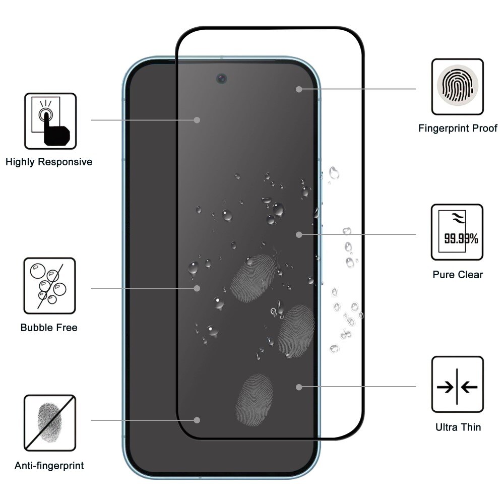 Google Pixel 9 Tempered Glass Full-Cover Screen Protector Black