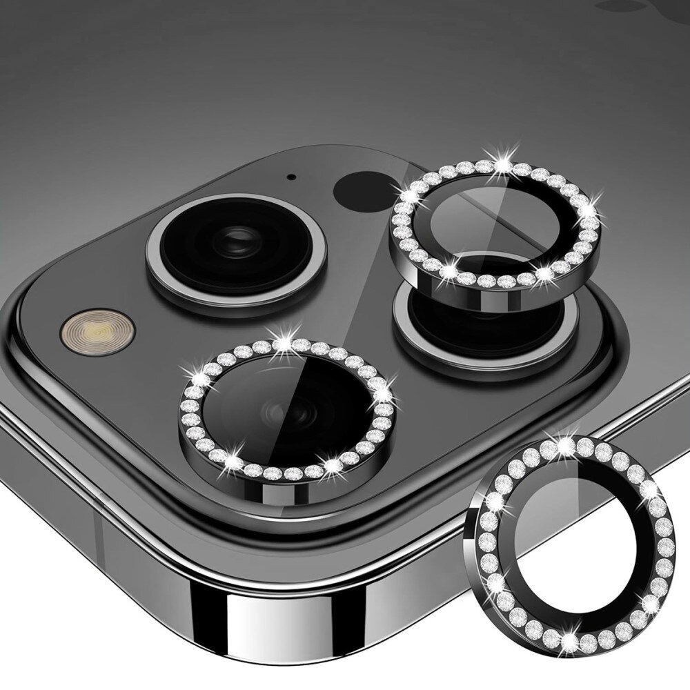 iPhone 16 Pro Rhinestone Aluminium Glass Lens Protector Black