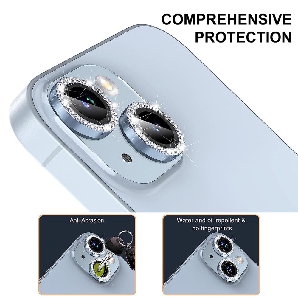 iPhone 16 Rhinestone Aluminium Glass Lens Protector Black