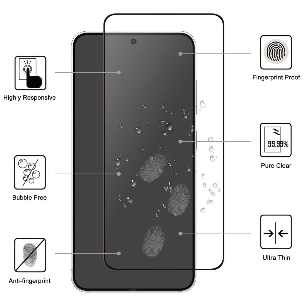 Samsung Galaxy S25 Edge Tempered Glass Full-Cover Screen Protector Black