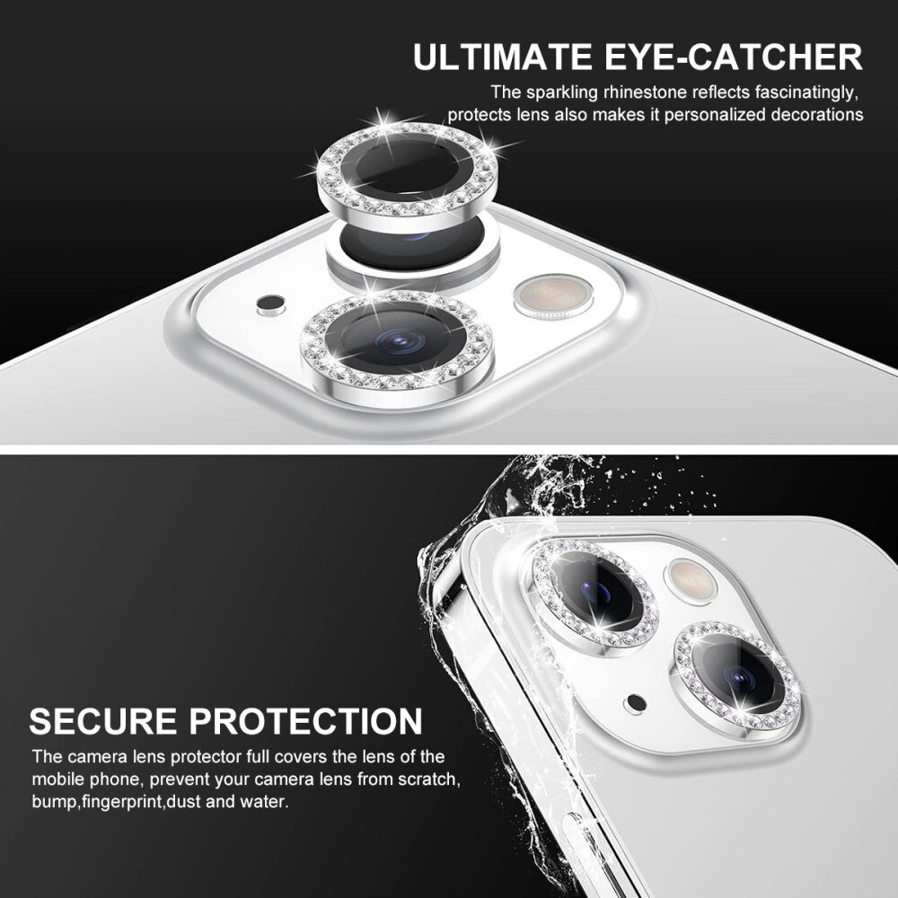 iPhone 14 Rhinestone Aluminium Glass Lens Protector Black