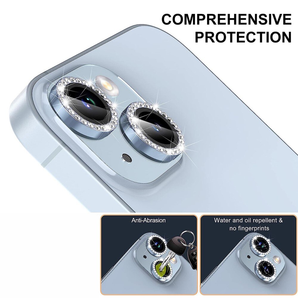 iPhone 13 Rhinestone Aluminium Glass Lens Protector Black