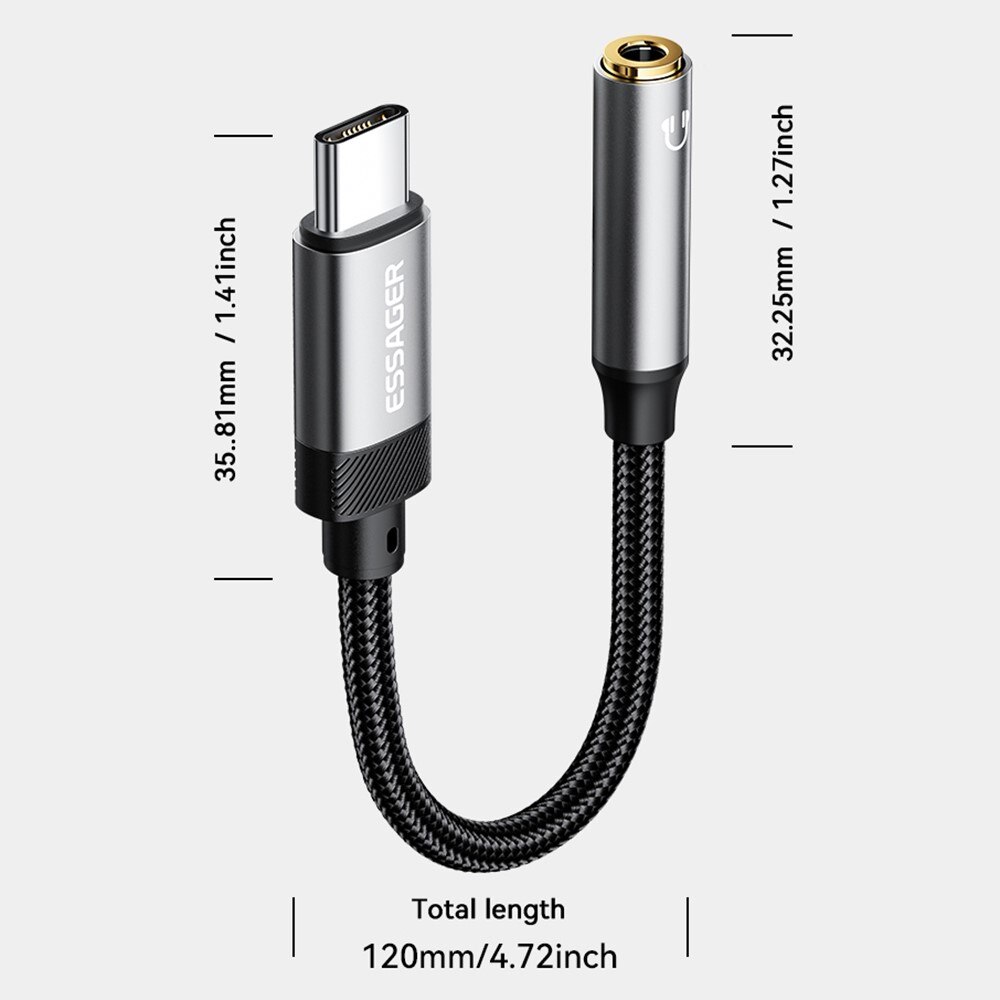 Headphone Adapter USB-C to 3.5mm DAC Black