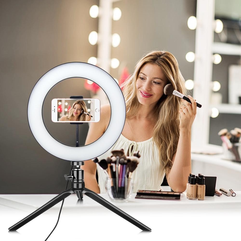 LED Ring Light with Tripod Black