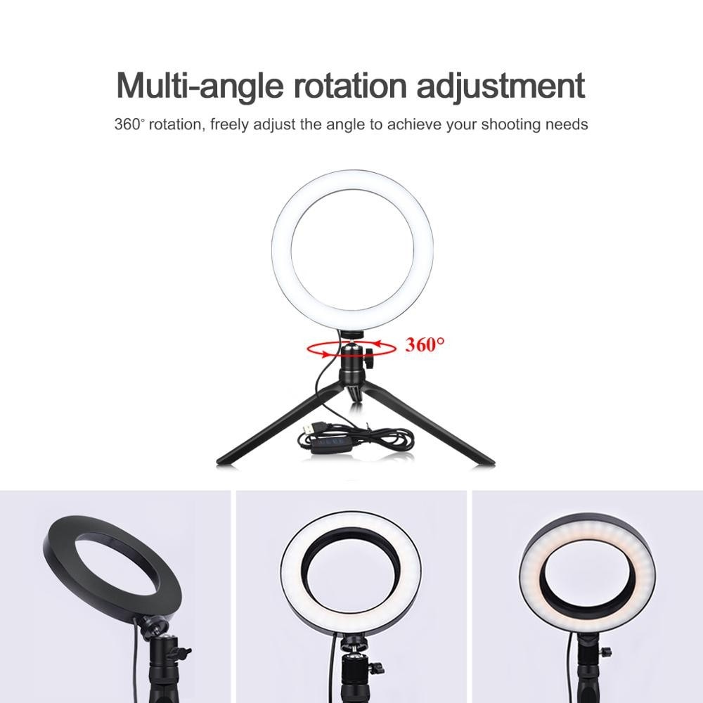 LED Ring Light with Tripod Black