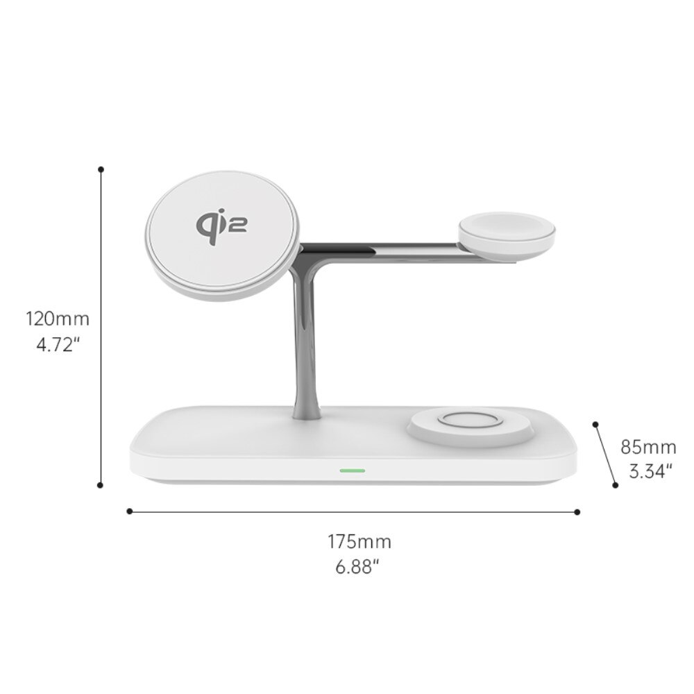 3-in-1 Qi2 MagSafe Wireless Charging Station White