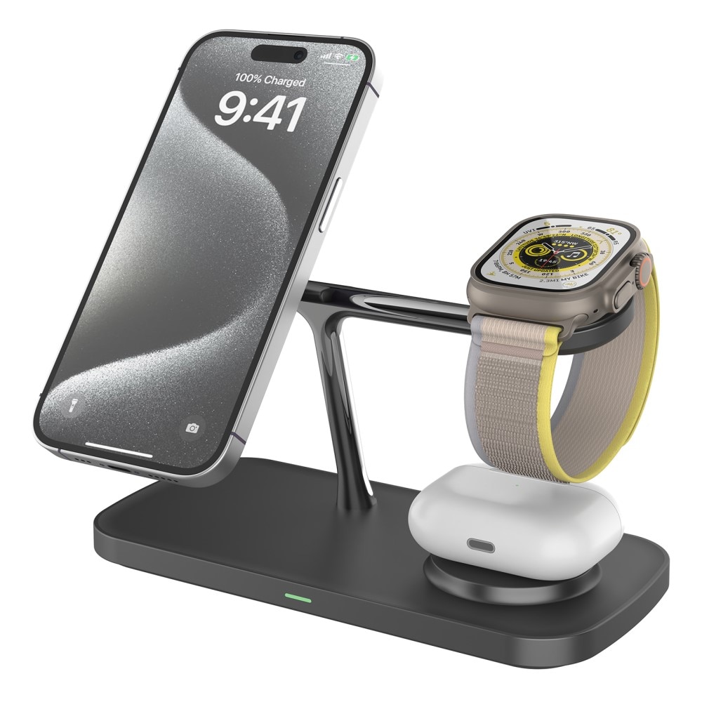 Samsung Galaxy S25 3-in-1 Qi2 Magnetic Wireless Charging Station Black