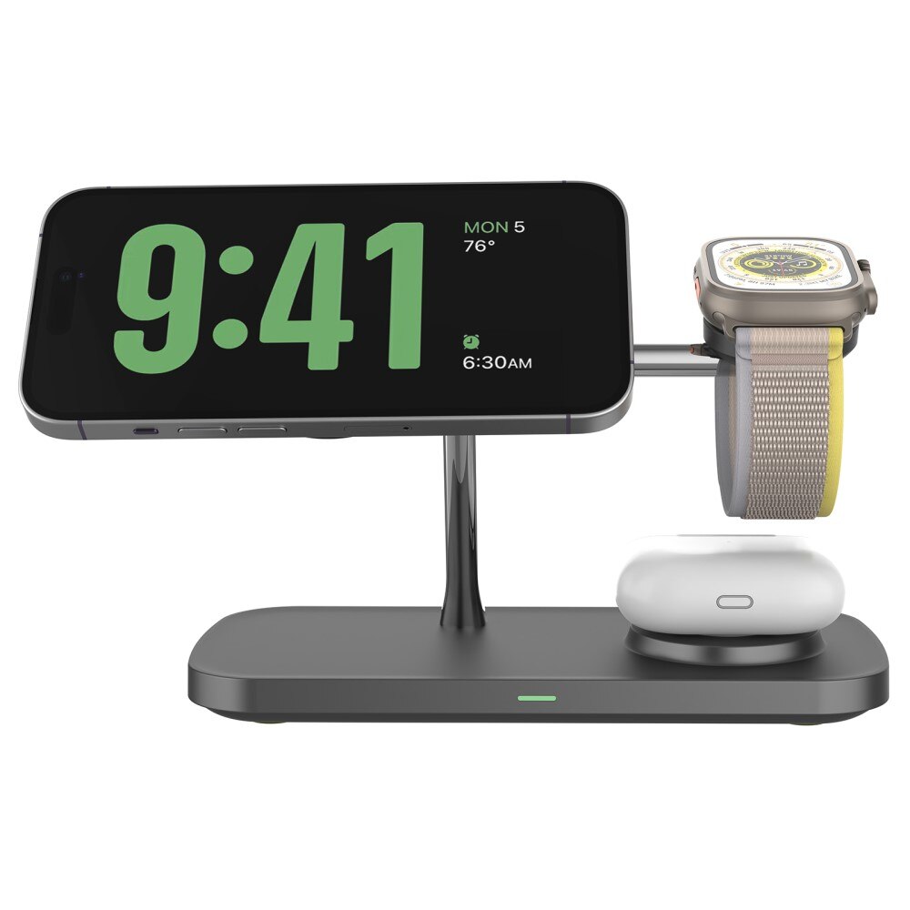 Samsung Galaxy S25 3-in-1 Qi2 Magnetic Wireless Charging Station Black