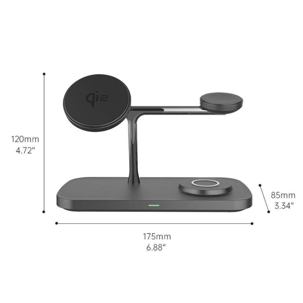 3-in-1 Qi2 MagSafe Wireless Charging Station Black