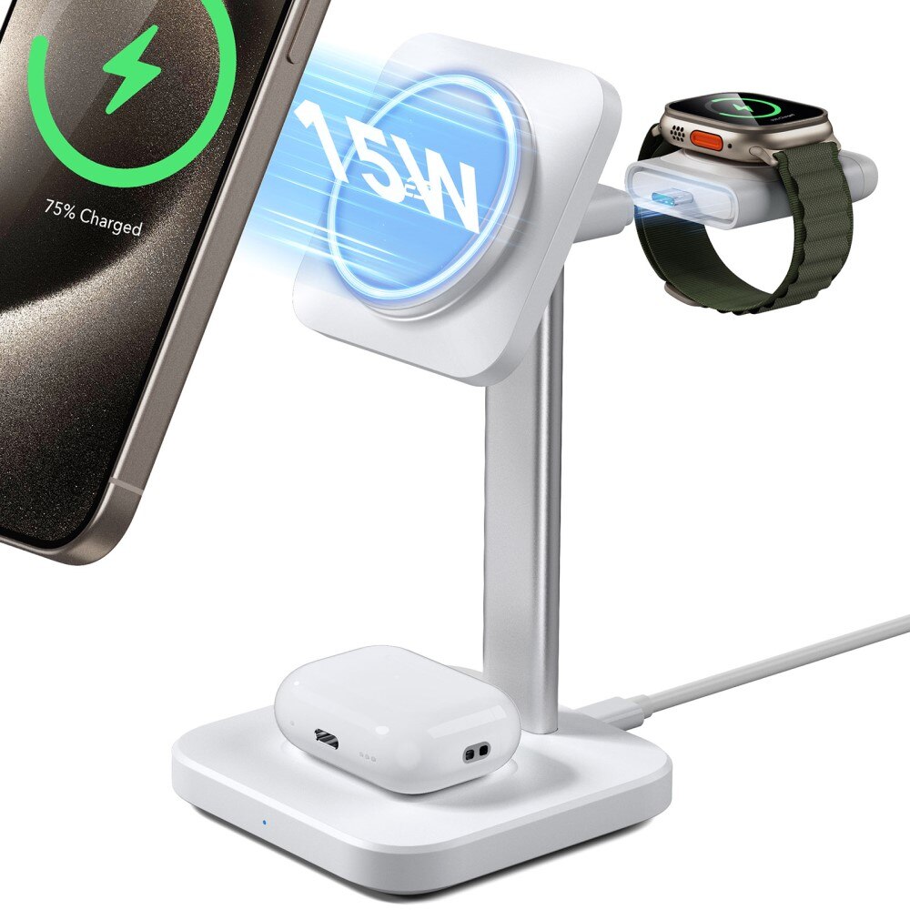 Qi2 3-in-1 Wireless Charging Set HaloLock White