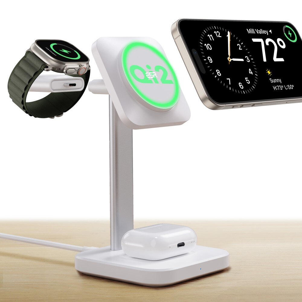 Qi2 3-in-1 Wireless Charging Set HaloLock White