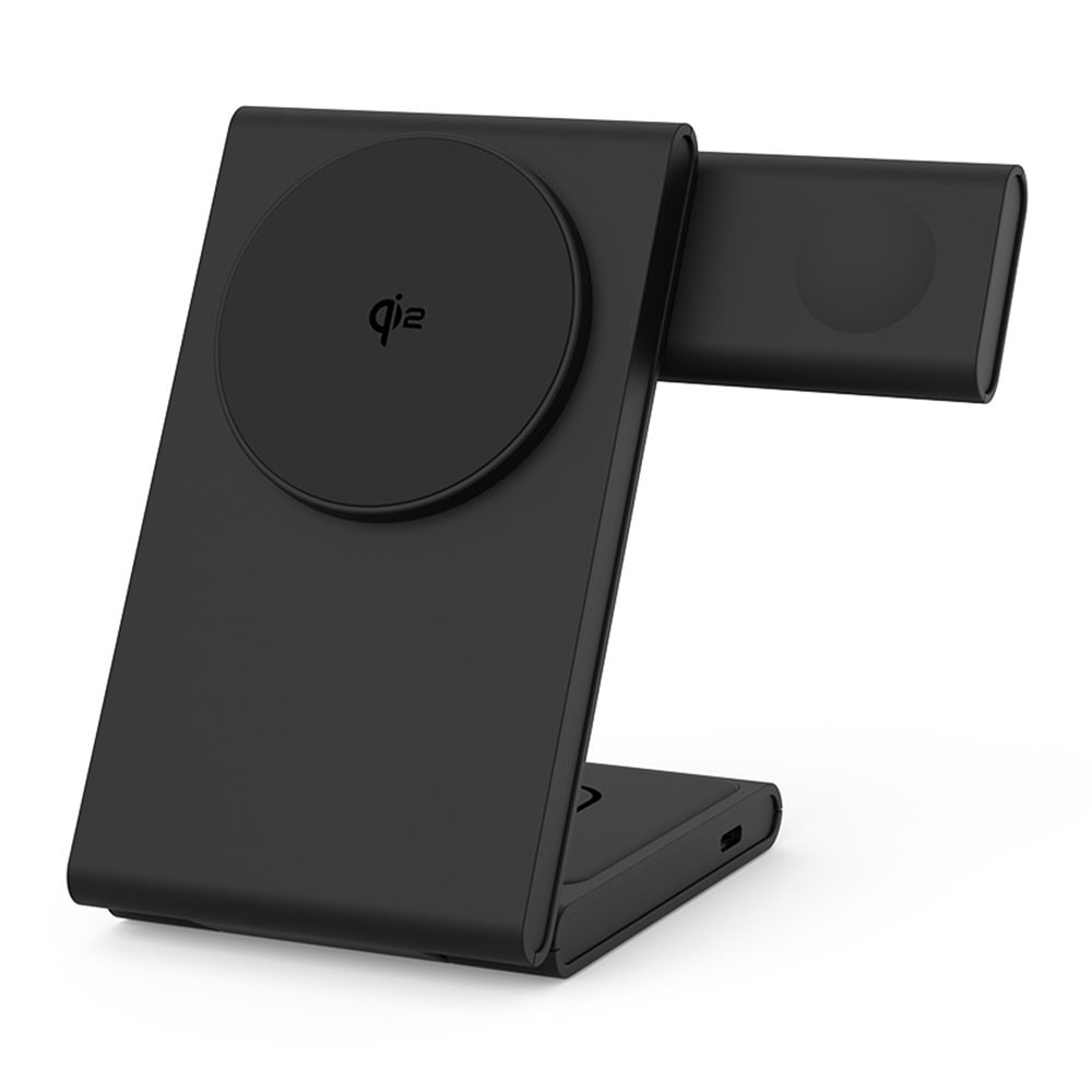 Modern 3-in-1 Wireless Magnetic Foldable Charging Station Black