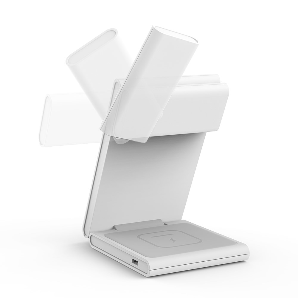 Modern 3-in-1 Wireless Magnetic Foldable Charging Station White