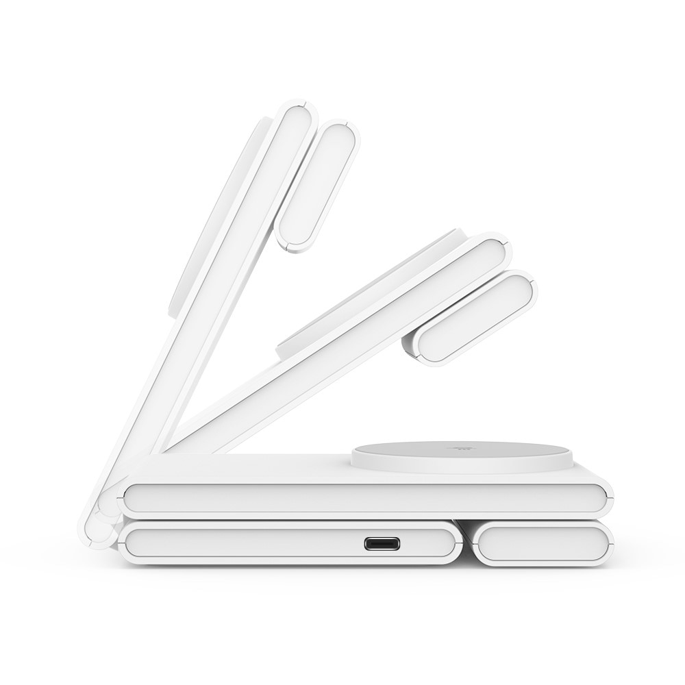 Modern 3-in-1 Wireless Magnetic Foldable Charging Station White