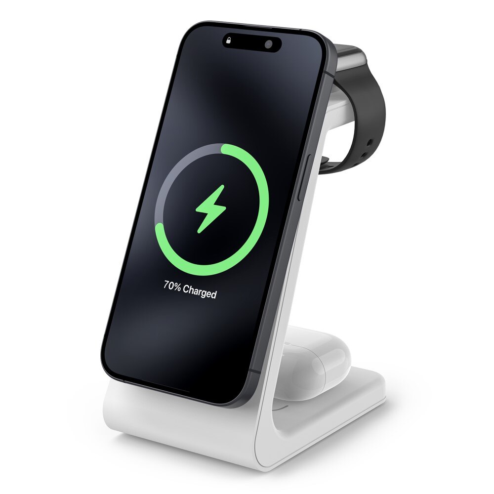 Modern 3-in-1 Wireless Magnetic Charging Station White