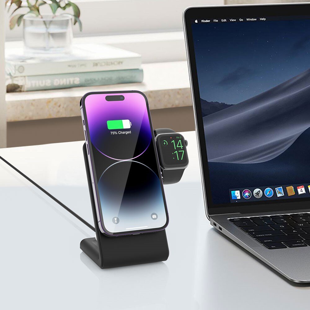 Modern 3-in-1 Wireless Magnetic Charging Station Black