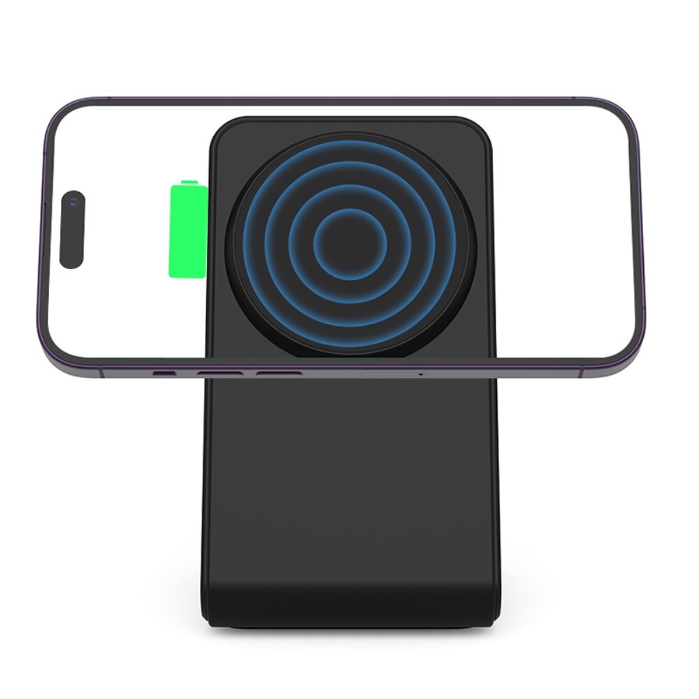 Modern 2-in-1 Wireless Magnetic Charging Station Black