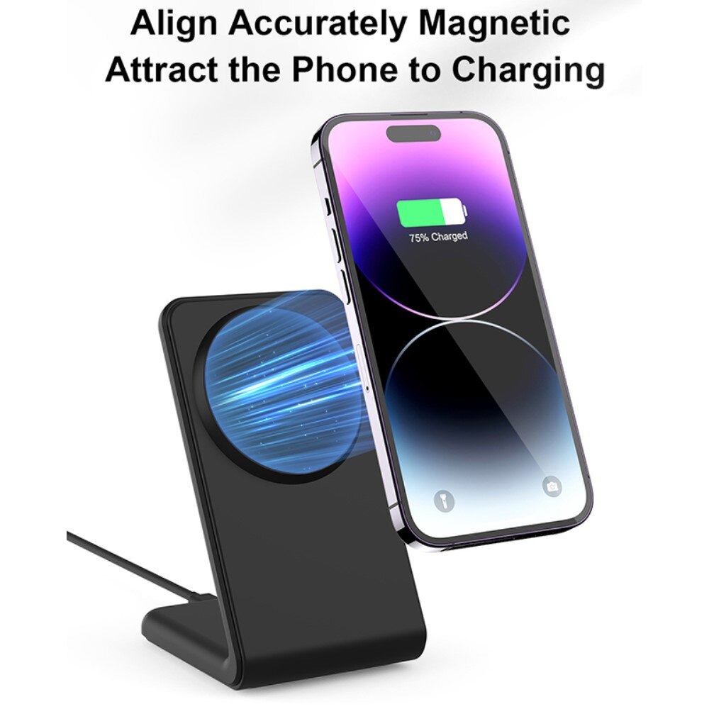 Modern Wireless Magnetic Charging Station Black